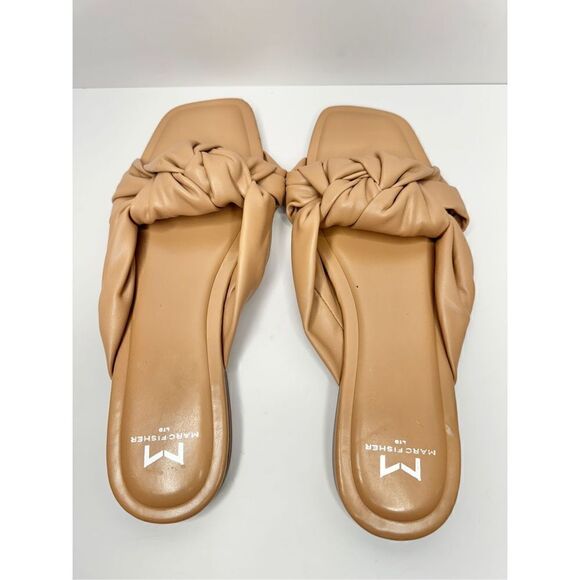 Marc Fisher Sandals Womens Size 8.5 Tan Square Open Toe Knot Detail - Picture 6 of 10
